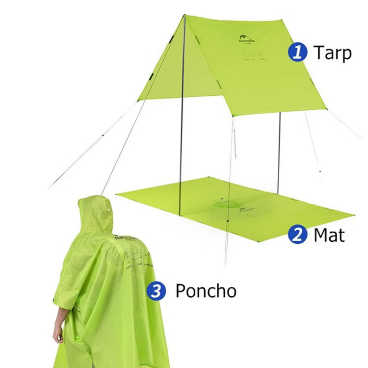 پانچو ضد آب naturehike چند منظوره قابل استفاده به عنوان زیرانداز و پناهگاه