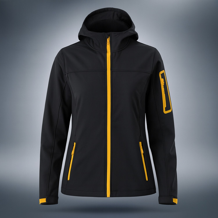 کاپشن وینداستاپر مشکی زنانه outdoor sport Z1245 ضد باد با کلاه قابل تنظیم