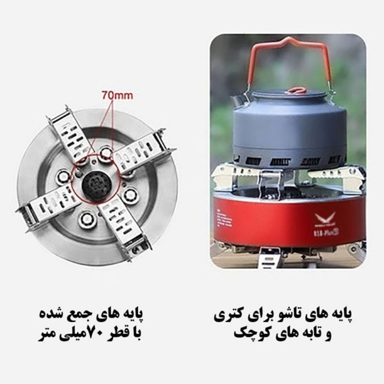 اجاق اسنوهاک با پایه های تاشو برای قرار گرفتن ظروف کوچک تر