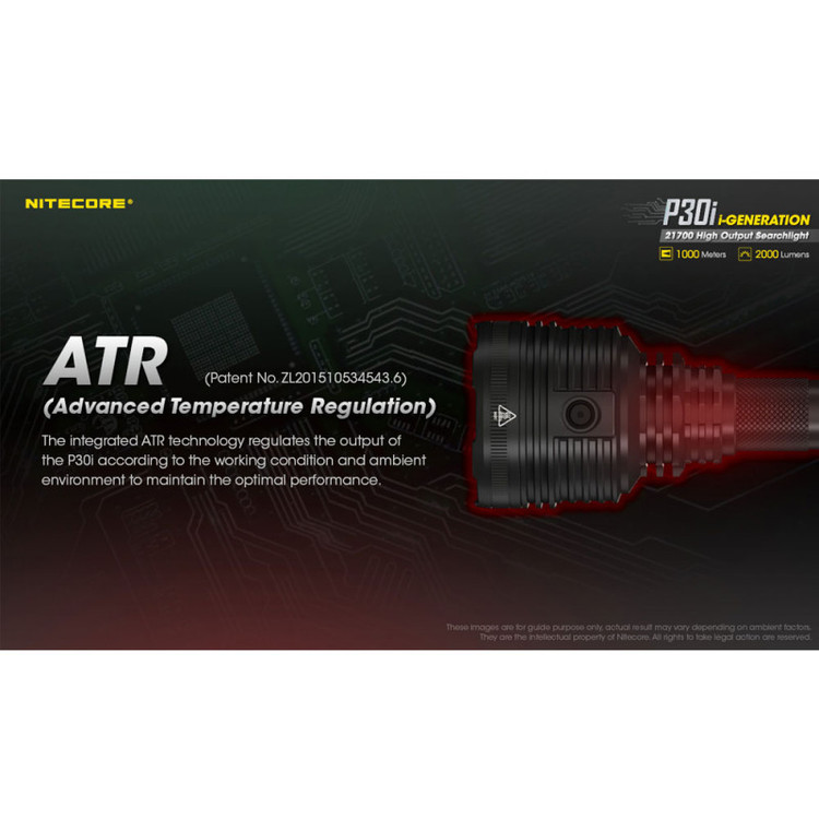 چراغ قوه تاکتیکال نایتکرP30i مجهز به سیستم ATR یا تنظیم پیشرفته دما