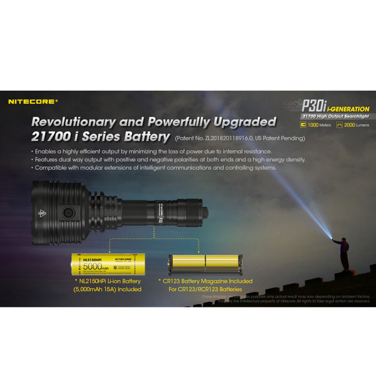 چراغ قوه Nitecore P30i همراه باتری 21700 و لوازم جانبی کامل